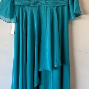 Elegant Teal Off-Shoulder Dress